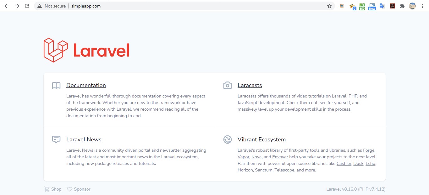 Laravel default route to homepage