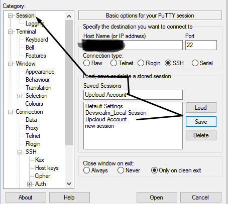 Save Putty Session