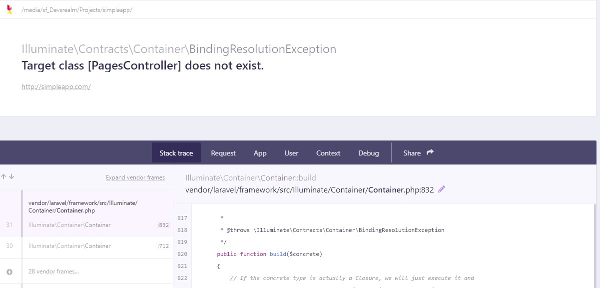 Laravel Controller does not exist error