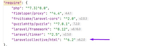 17. Laravel Collective require composer