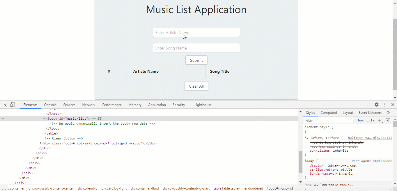 5. delete music from the musicList App