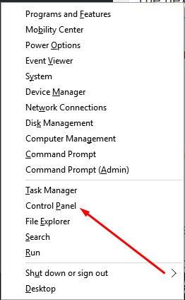 2. Select Control Panel