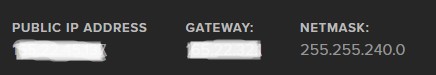  IP, gateway and netmask digitalocean