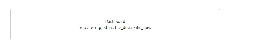 Dashboard view with user authenticated printed