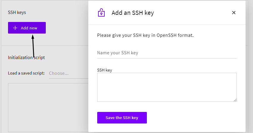 Add new ssh key upcloud