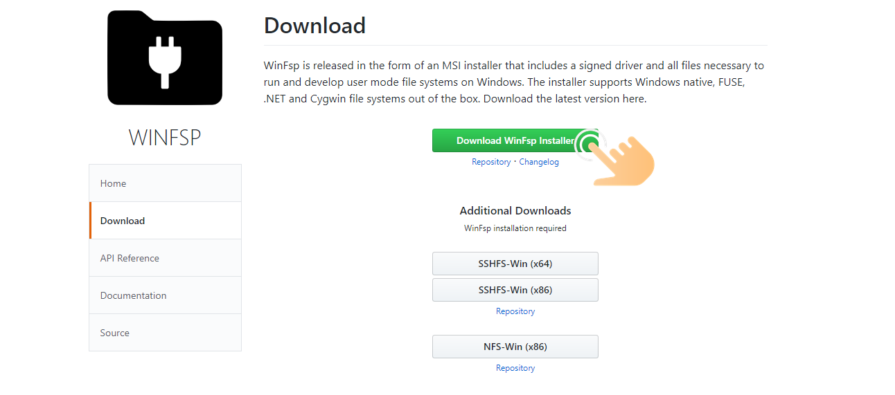 1. Download WinFSP Installer